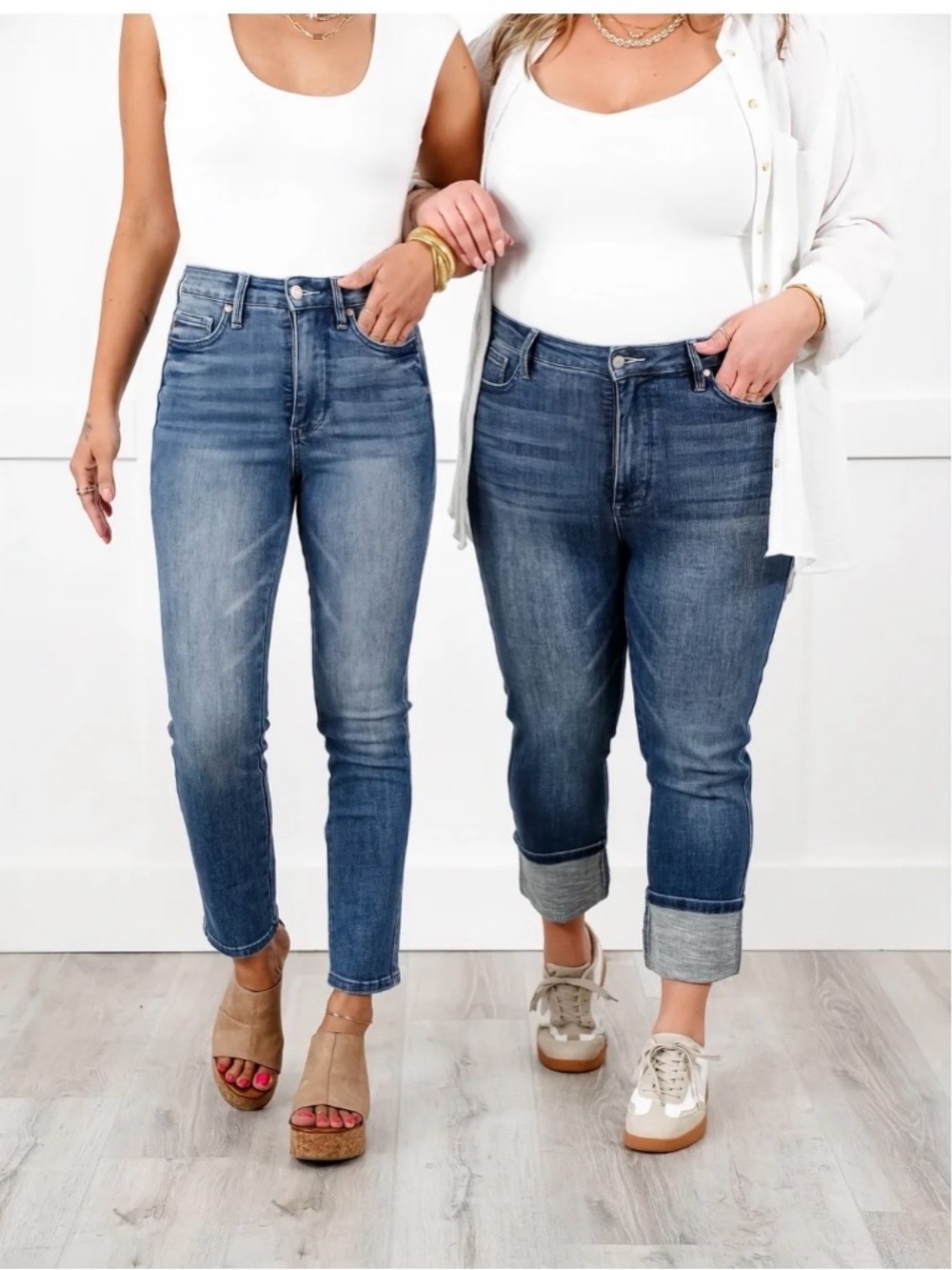 Judy Blue High Rise Medium Wash Tummy Control Cuffed Capri Jeans